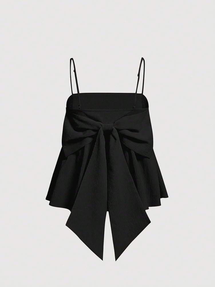 MakeMeChic Women's Casual Bow Back Spaghetti Strap Cami Tops MakeMeChic Women's Casual Bow Back Spaghetti Strap Cami Tops